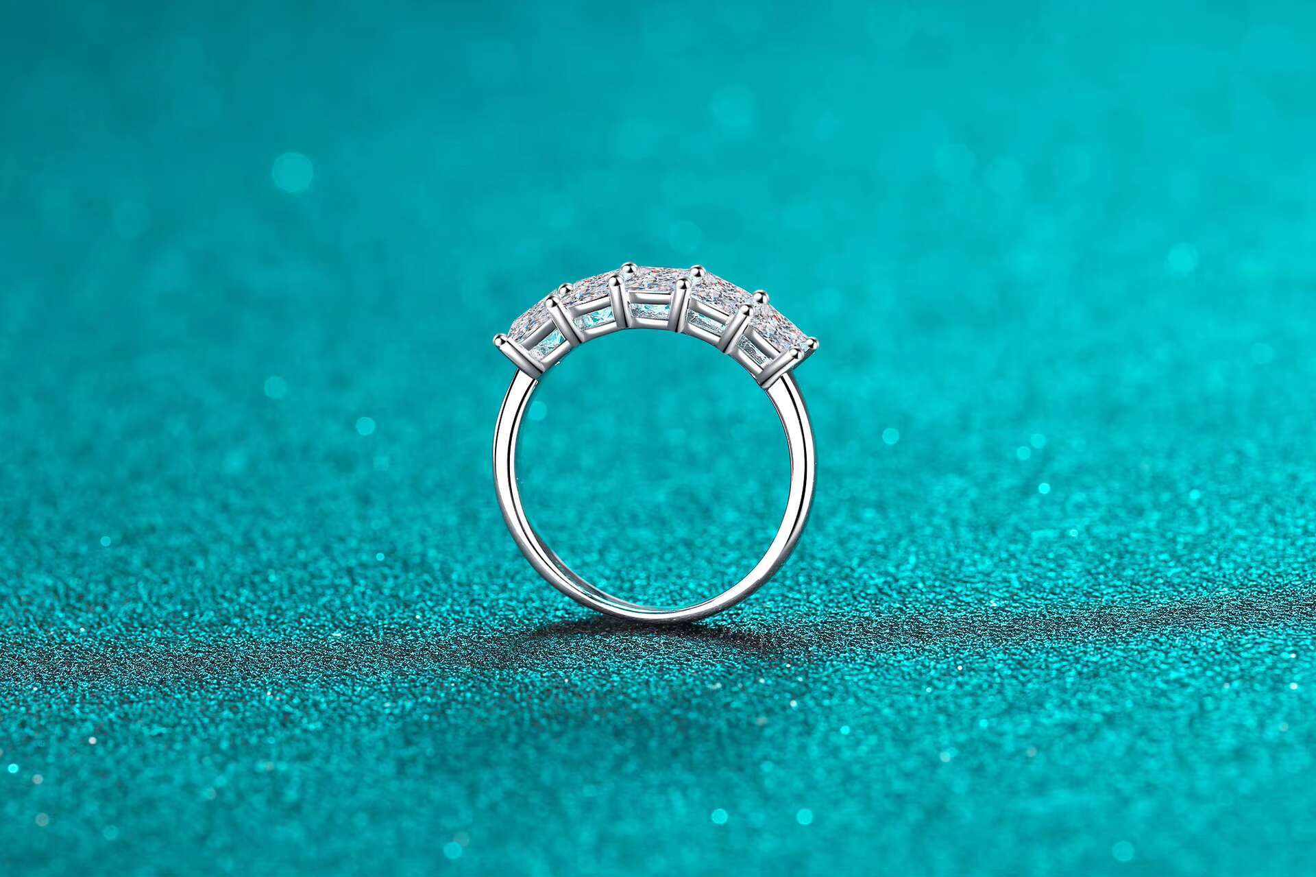 Womens Princess Cut Moissanite Ring in 925 Sterling Silver