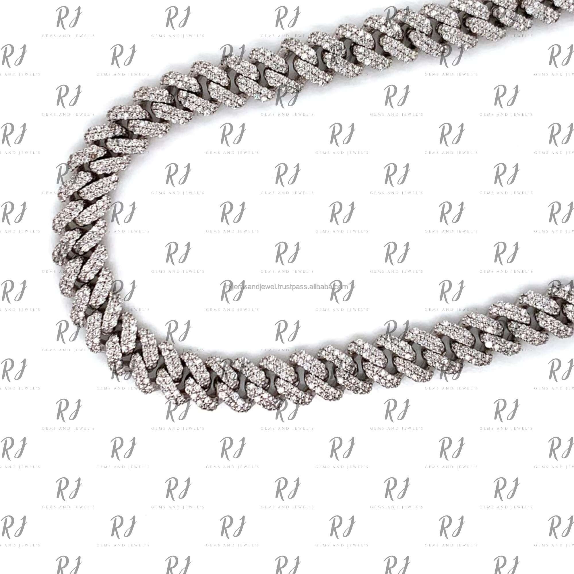 Iced Out Moissanite Cuban Link Chain 15mm Silver Cuban Necklace for Mens at Wholesale Price