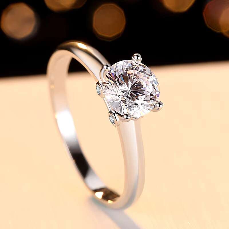 Custom Silver Jewelry Rhodium Plated D Color 1ct Moissnaite Diamond GRA 925 Sterling Silver Women Rings