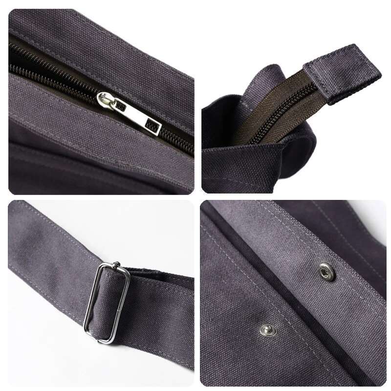 Canvas Men's Crossbody Vintage Messenger 11L Large Capacity Outdoor Fashion 13 Inch Laptop Shoulder Bag For Teen