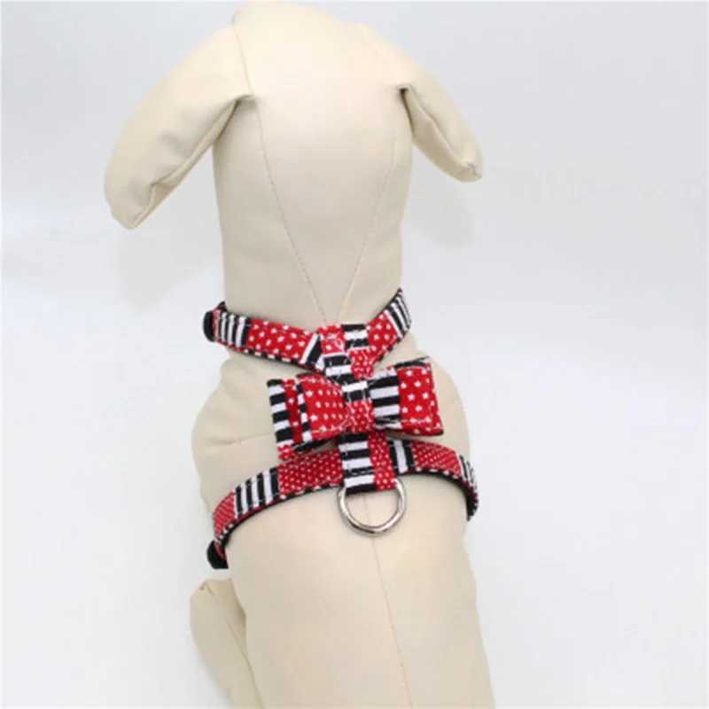 Cute bow dog harness with belt Christmas pet dog collar soft pet collar suitable for small pet supplies X250326