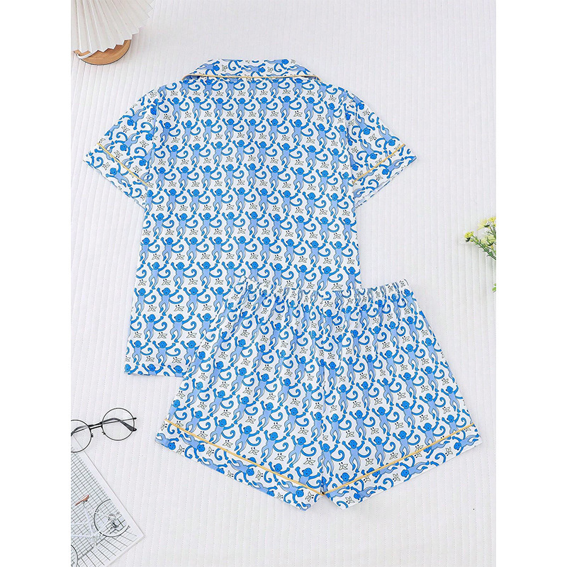 Short sleeved shorts pajama set for summer women, breathable comfortable home wear, hot selling and fashionable
