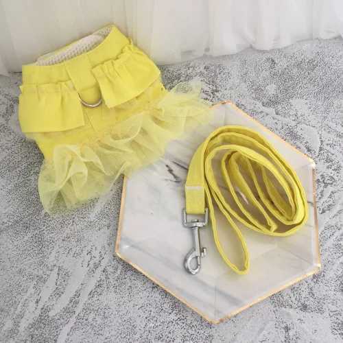 Dog clothing spring summer thin vest chest circumference leash pet cat teddy bear puppy dog collar puppy accessories X250326