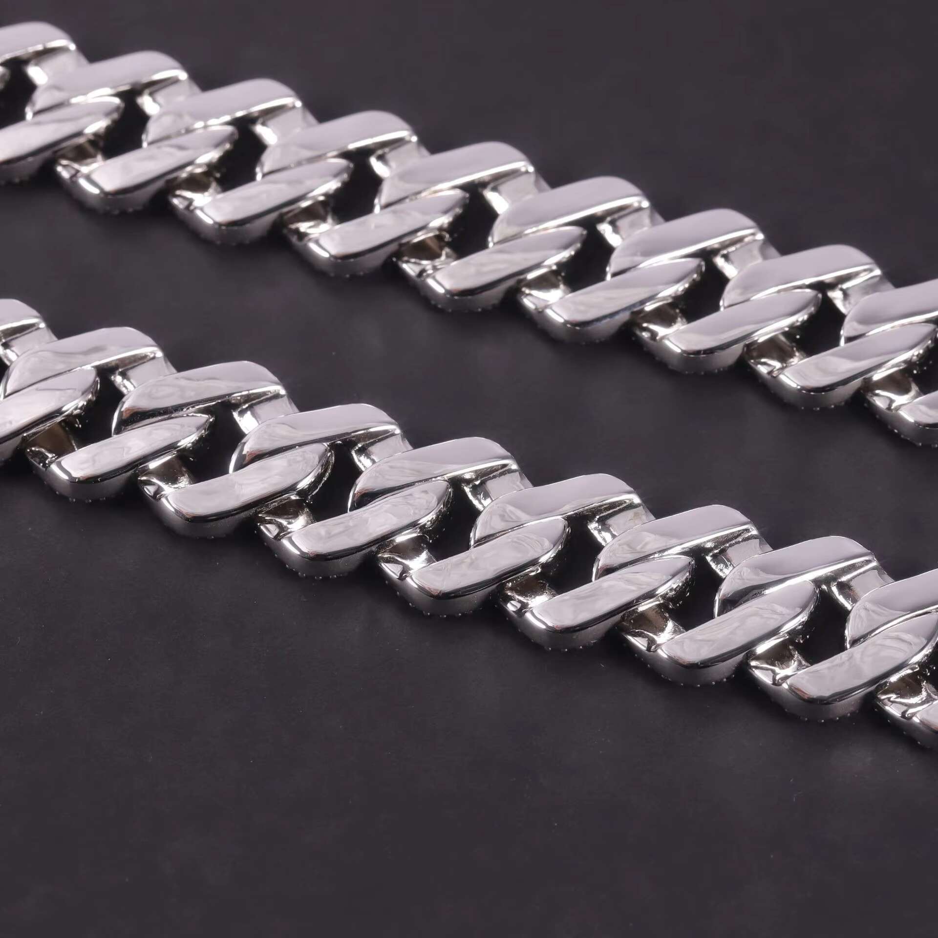 Customized High Quality Hip Hop 15mm 3 Rows 925 Sterling Silver Moissanite Cuban Link Chain for Men