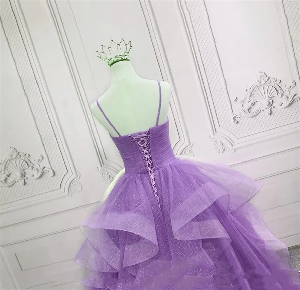 Long Prom Dresses Elegant V-Neck Spaghetti Criss-Cross Tulle Ball Gown Lace-up Plus Size Formal Occasion Evening Party Gown Pd01