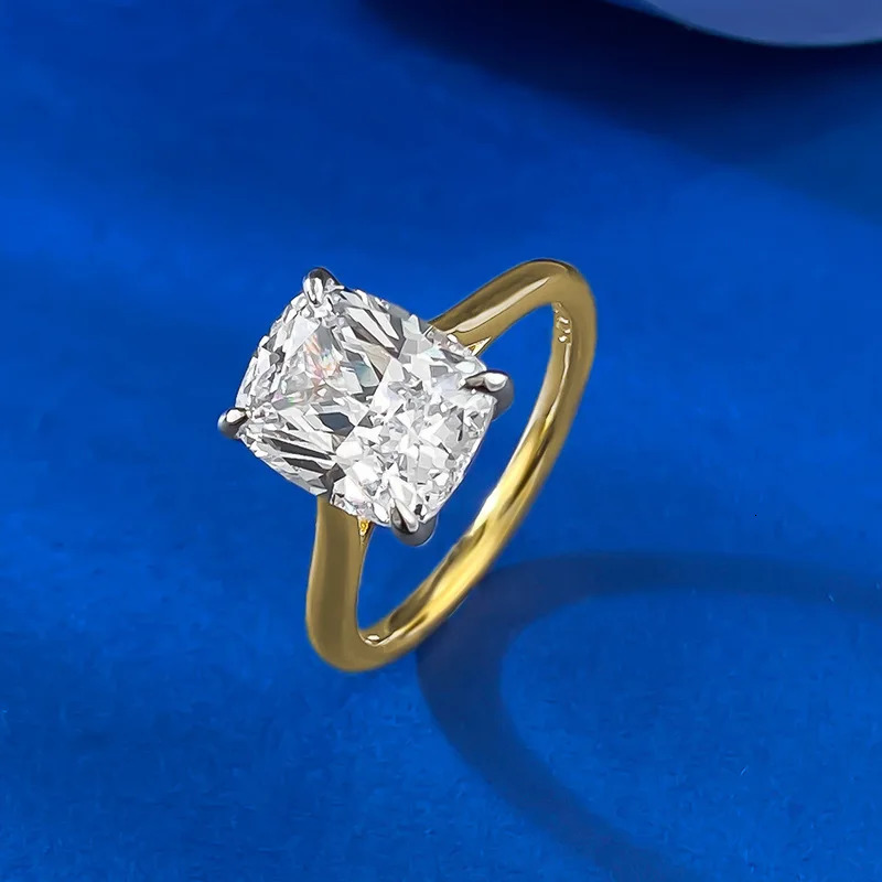 2025 Cushion Cut 3ct Lab Diamond Ring 925 Sterling Silver Party Wedding Band Rings for Women Bridal Engagement Jewelry 250325