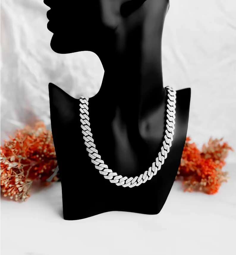 Top Demanding Hip Hop Jewelry 6-25mm VVS Moissanite Cuban Link Chains and Bracelets in Lab Grown Diamond Choker Link Bracelet