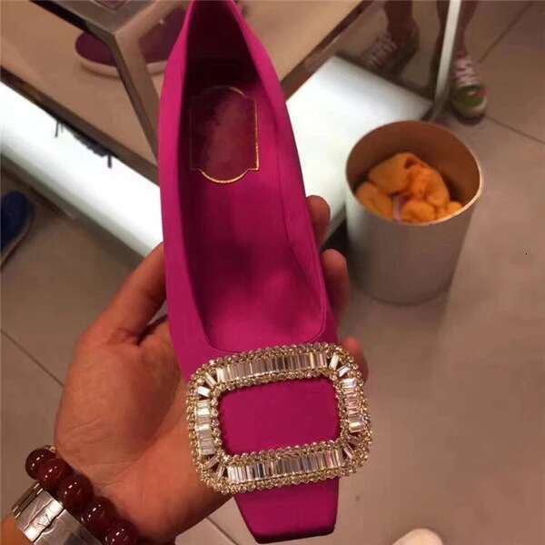Dia buckle thick single square toe satin shallow cut shoe high heeled female wedding shoes