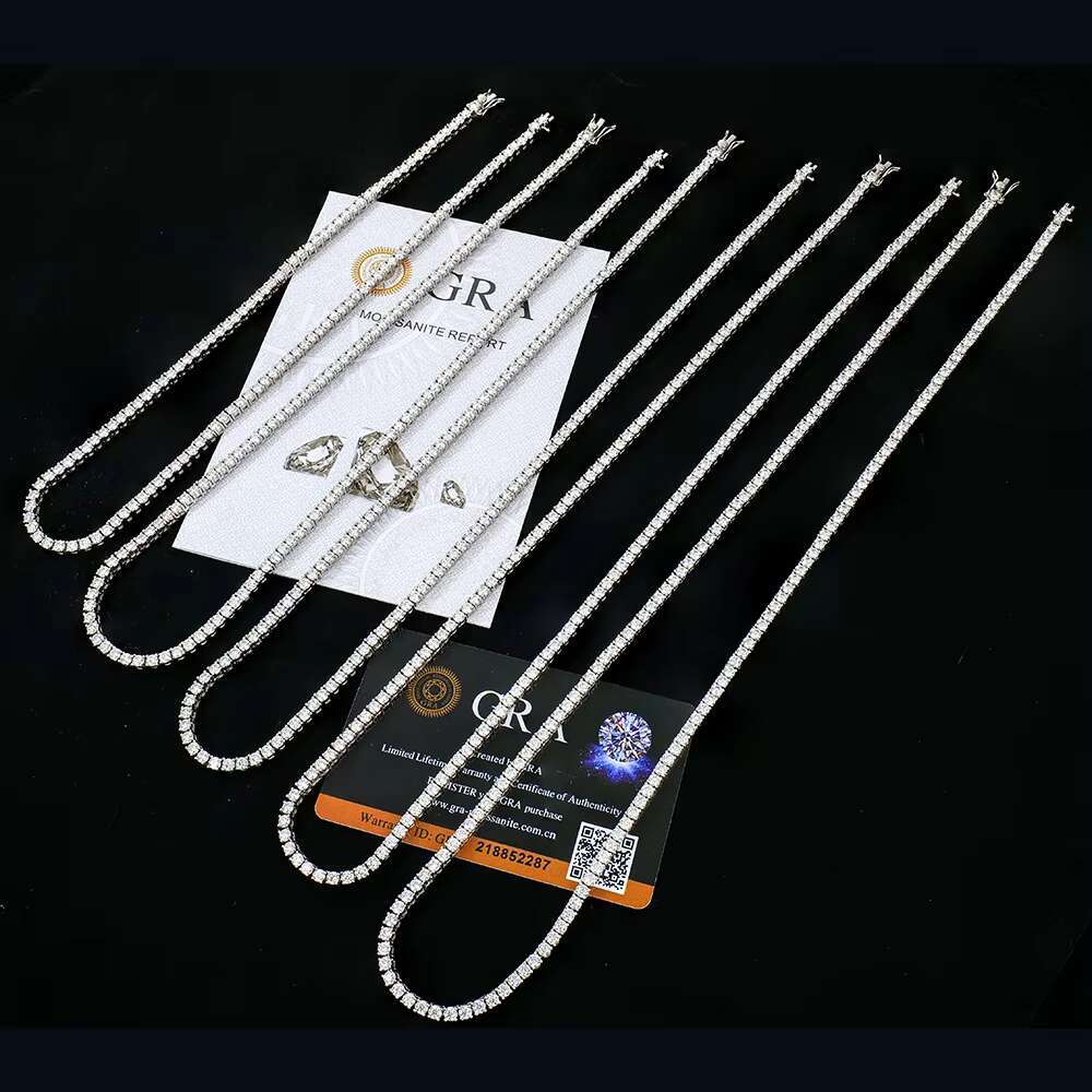 925 Silver Moissanite Tennis Chain 3mm Shining Moissanite Fashion Necklace
