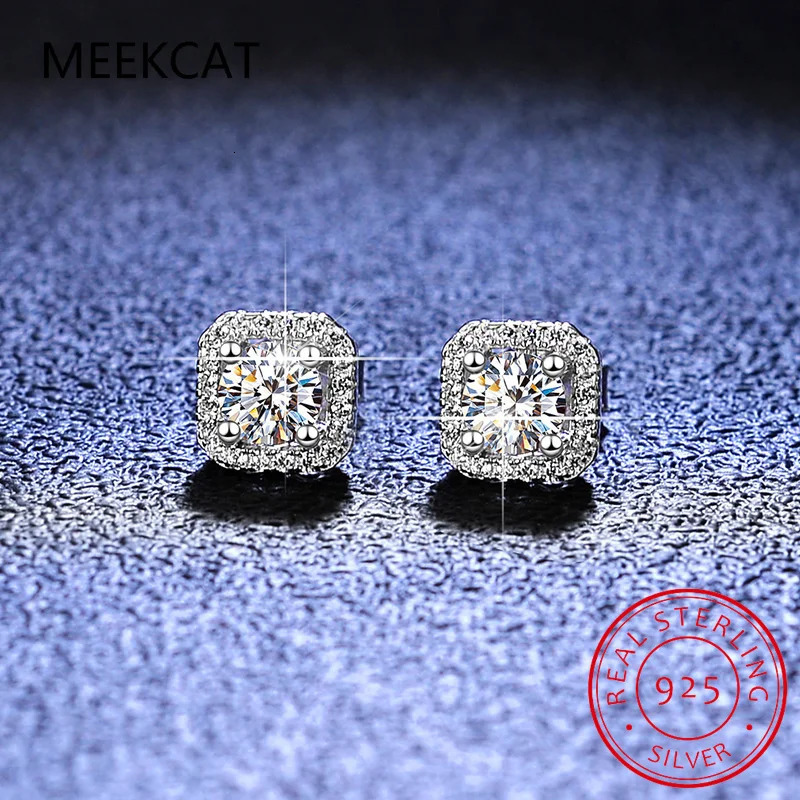 1CT 2CT Diamond Ear Studs Earring Pass Diamond Test Stud Earrings For Women Sterling Silver Jewelry 250318