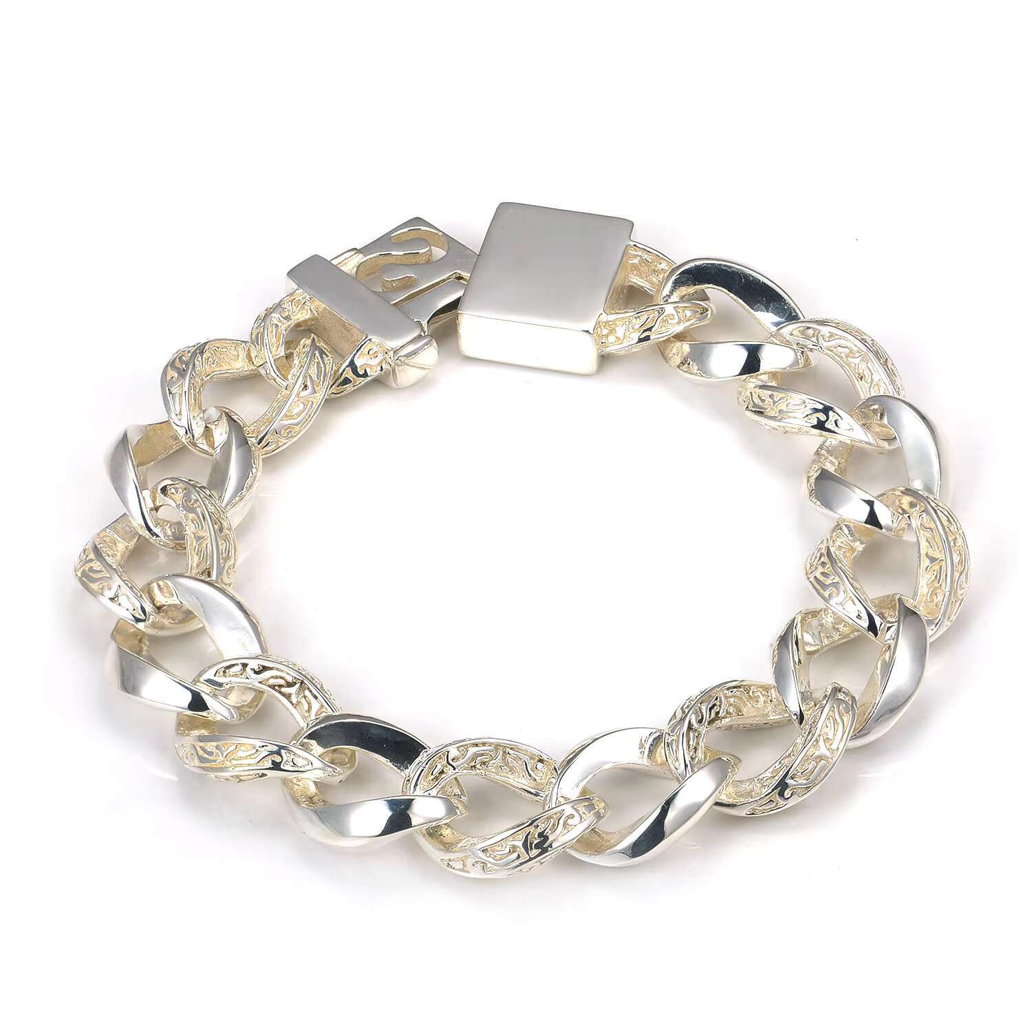 Men's large chain bracelet with antique tribal design, sier bracelet, pure sier, high-quality Christian