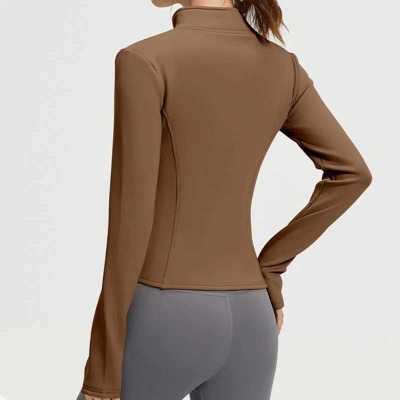 Aithuug winter warm wool slim fit jacket running jacket long sleeved yoga slim fit jacket W250326