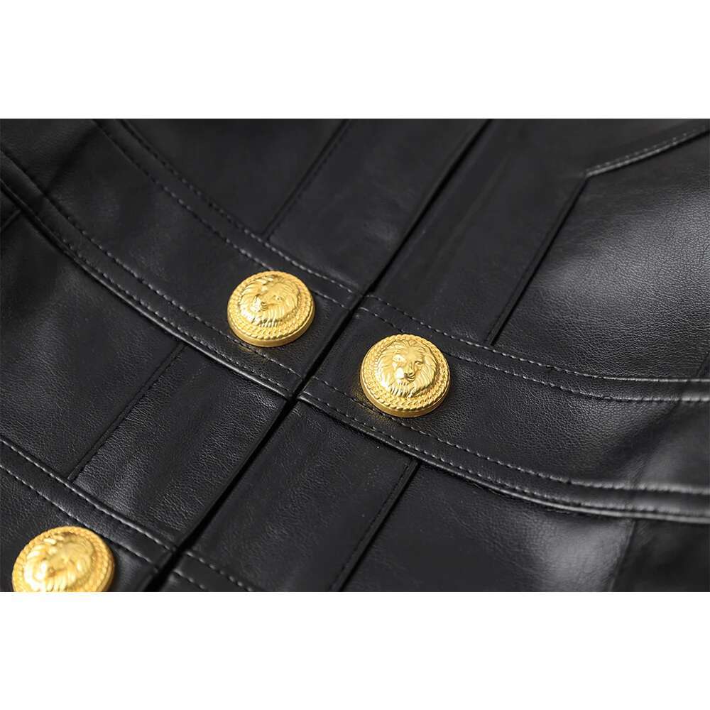 New Fall Spring Motorbike Style Handsome Women Short Plaid Open PU Leather Outdoor Fashion Jacket High Quality