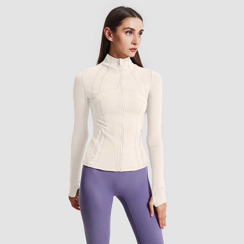 Yoga jacket sports top upright collar zipper long-distance running training fitness slim sleeping new for spring and autumn W250326