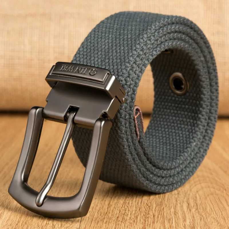 Canvas strap mens tactical strap sales mens outdoor sports simple and practical woven nylon canvas denim strap W250326