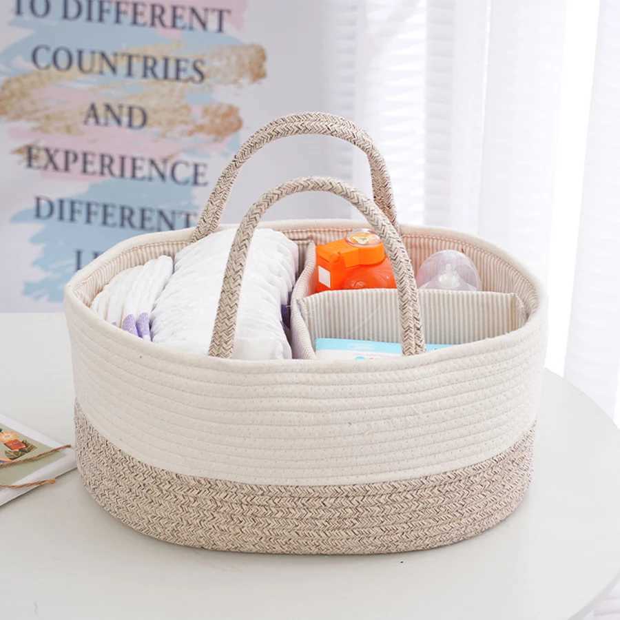 Multifunctional Travel Out Portable Mommy Bag Cotton Rope Diaper Bag Diaper Storage Bag Baby Diaper Storage BasketC250326