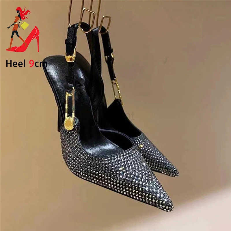 Summer High H For Ladies Diamond Studded Sexy Pointed Toe Par Dress Shoes Luxury Rhinestones Wen Wedding Pr Sandals Z250326