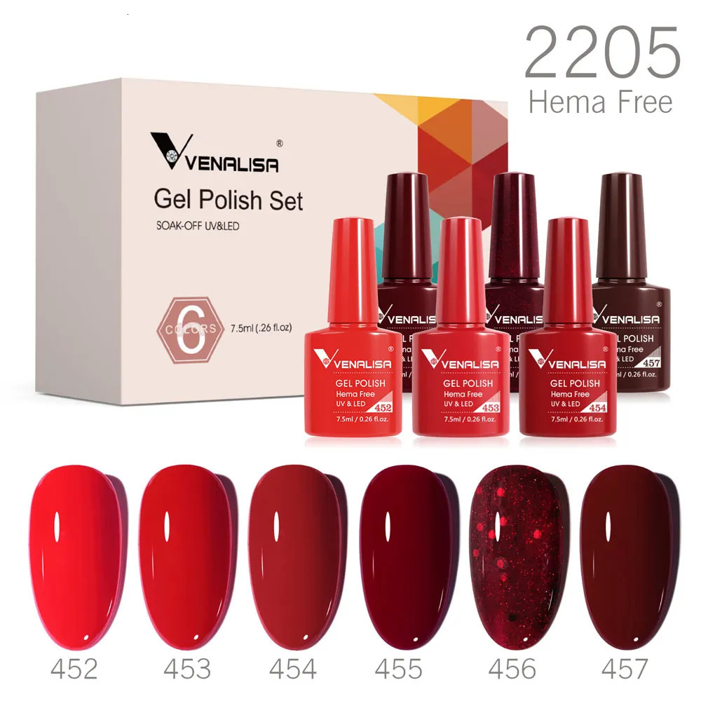 Venalisa nail gel polishing autumn color HEMA no autumn season gel nail polish polishing kit Soak off UV LED semi permanent nail gel 6 pieces/set 2503