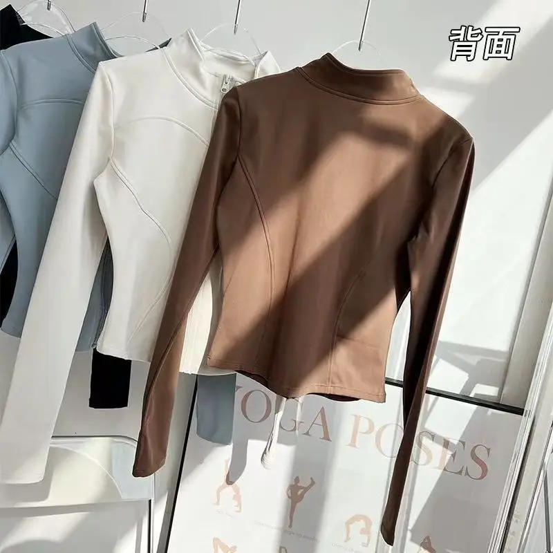 Outdoor Running Yoga Jacket Elasticity Womens Sports Gym Long Sleeve QuickDrying Tights Zipper Hoodie 250326