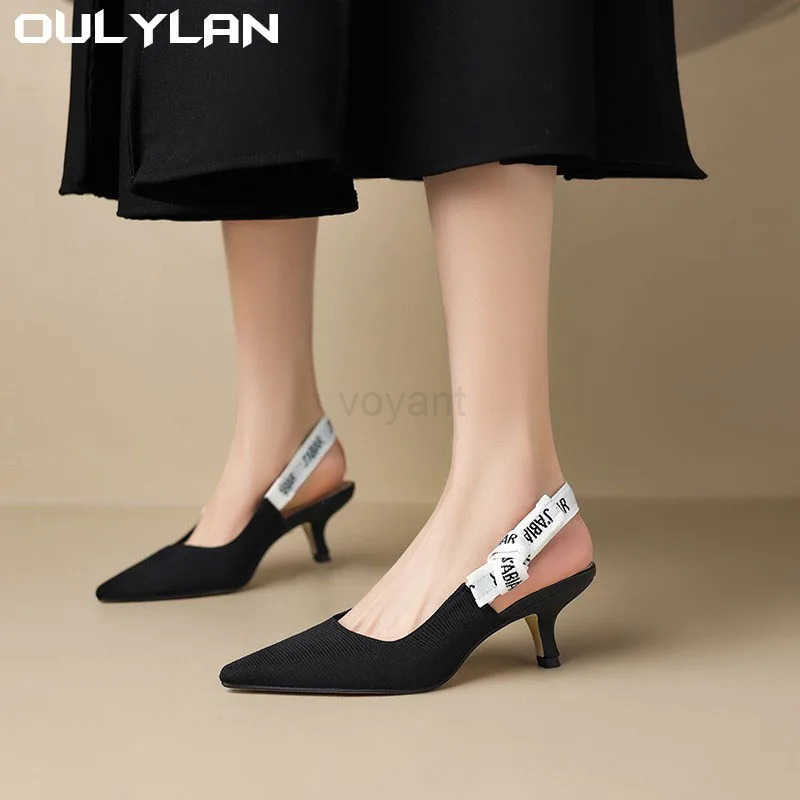 Mujer Wens Sexy Pointed Toe Sandals Spring Fashion Sgback Shoes 2024 New Ladies High Heel Slippers Pumps Sandalias Z250326