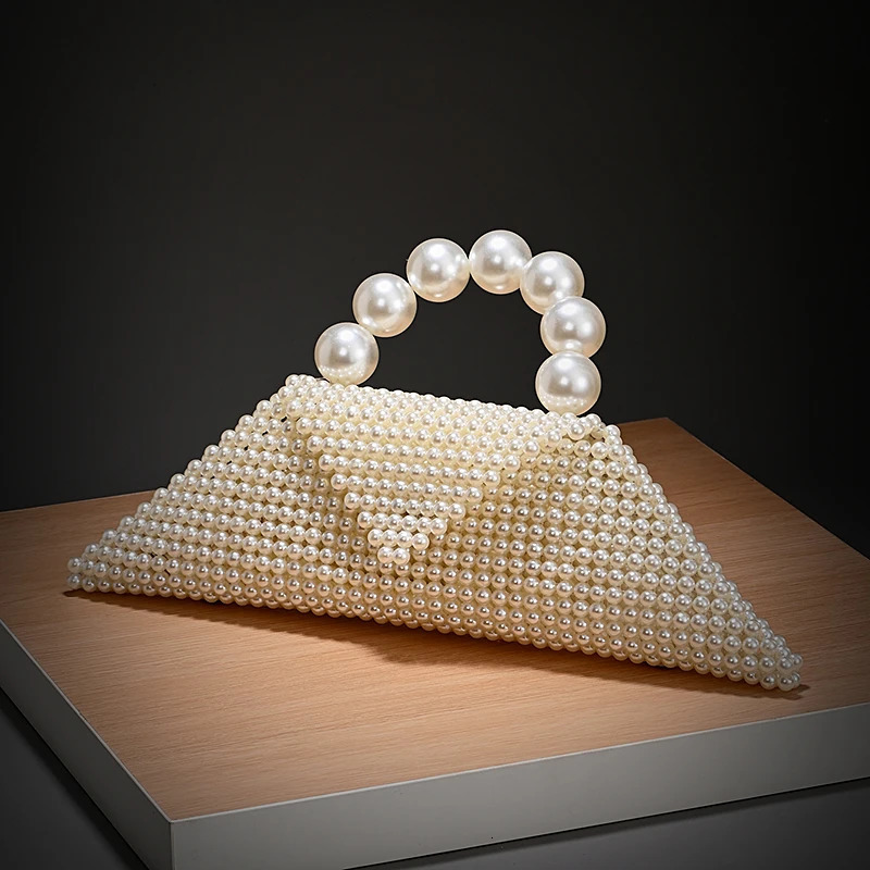 Arrival Casual Niche Handmade Bead Bag Genuine Pearl Special-Shape Tote Fashionable Handbag Beaded Hand-Woven Pearl 250325