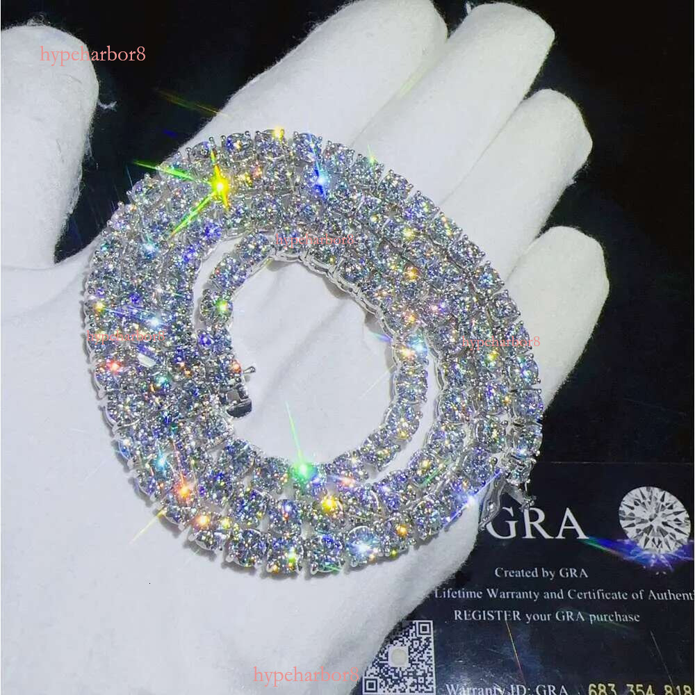 Top bracelet tennis Hip Hop sier necklace fashion Jewelry Pass Dia Tester 6mm vvs moissanite iced out cuban chain for men women