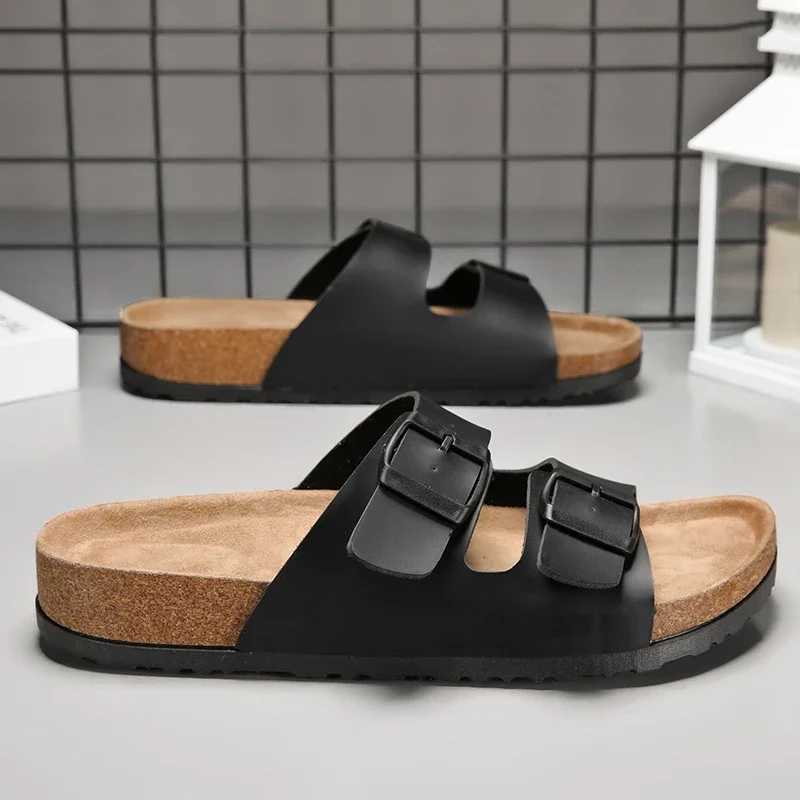 2024 new leather cork Herringbe mens and couples slippers summer M ller slippers Fi casual beach sandalsXJ250326