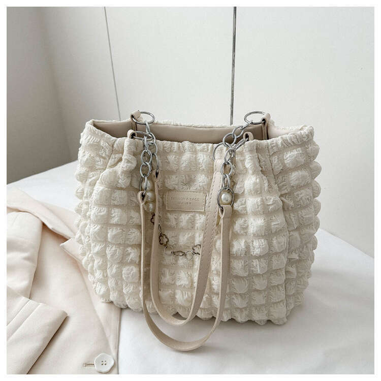 Folded Bubble Shoulder Large Capacity Summer 2023 New Leisure and Western Style Tote Fashion Women's Bag