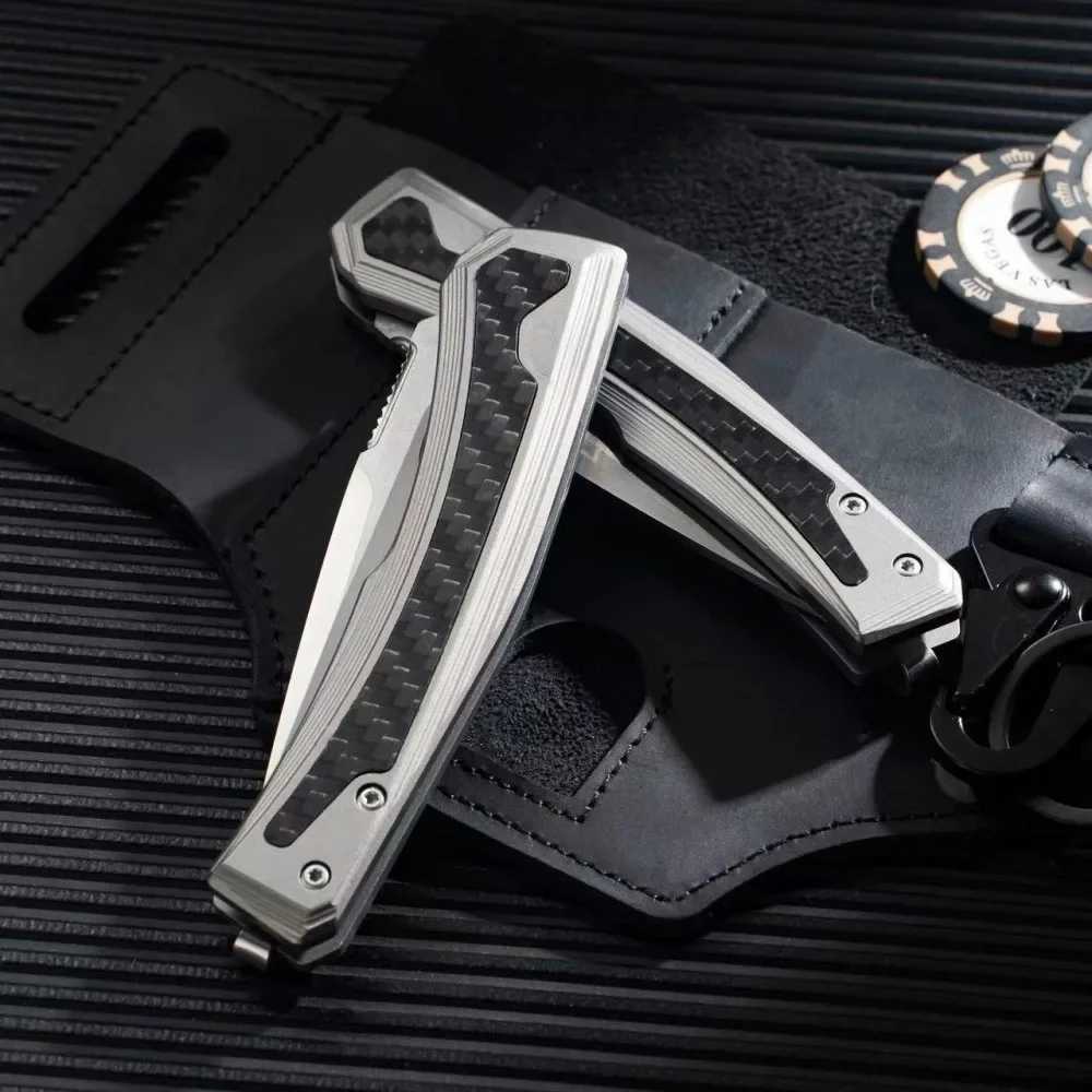 High quality 0556 POCket folding knife 9cr13 blade caRBon fiber handLE hunting survival outdoor knife Edc tactical toolXJ250326