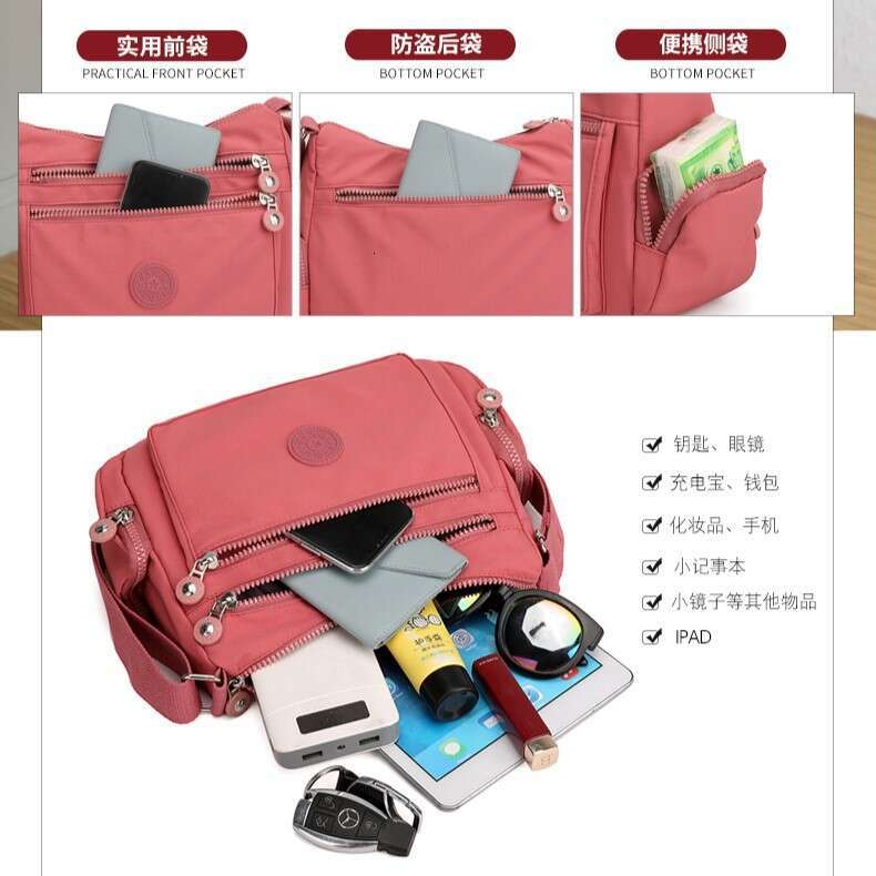 New Fashionable and Popular Shoulder with Large Capacity for Daily Versatile Crossbody Women's Nylon Casual Makeup Mommy Bag