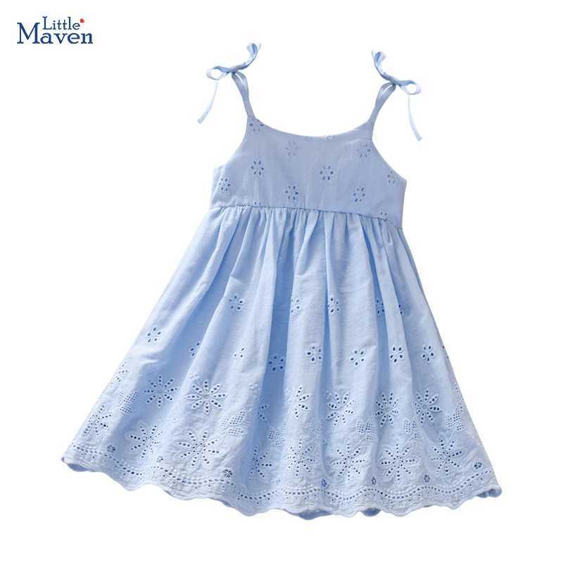 Little Maven 2024 Summer Childrens Baby Clothing Sleeveless Dress Flower Childrens Clothing Vest Cotton W250326