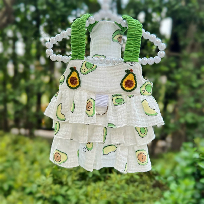 Pet Clothing Spring/Summer Cute Breathable Dog Cat Princess Dress Strap Cotton Teddy Bear