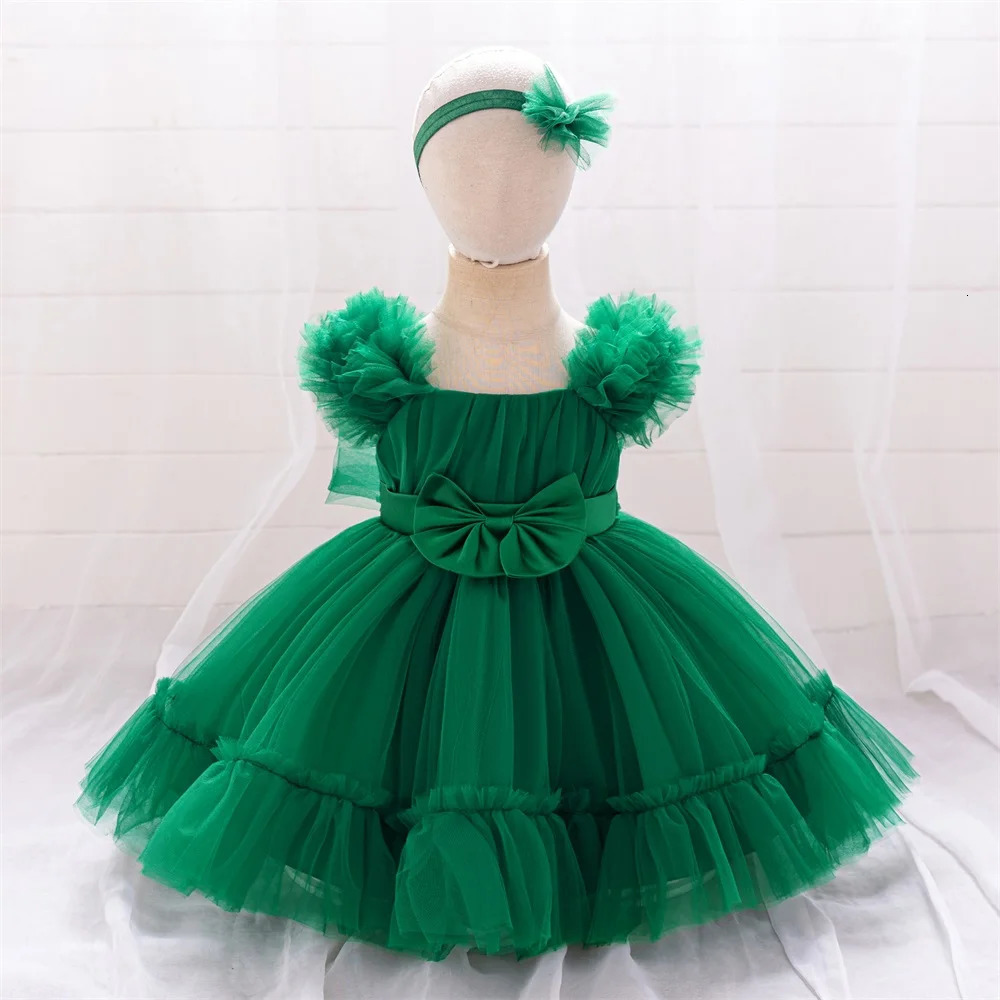 2pcs Lace Big Bow Party Tutu Dress For Baby Girls Fluffy Birthday Gown Princess Clothes Infant Summer Holiday Dresses Flash Wear 250325