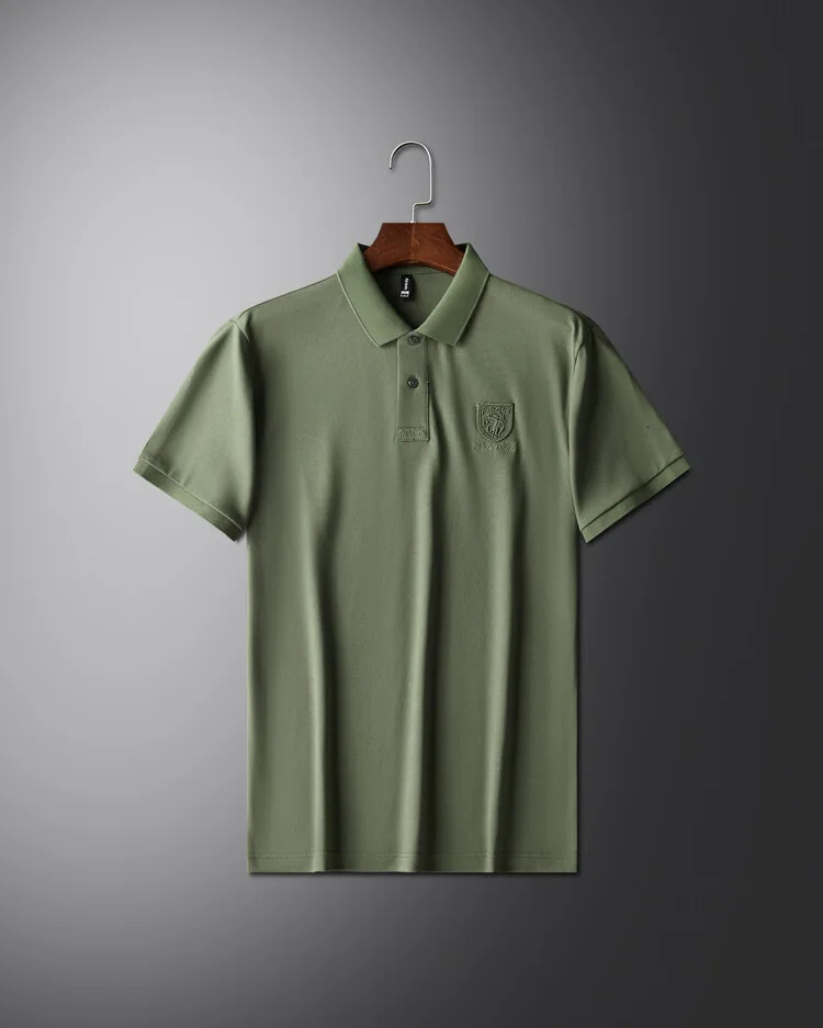s fashionable short sleeve polo shirt men highend embroidered Tshirt summer ice silk breathable casual top 250311