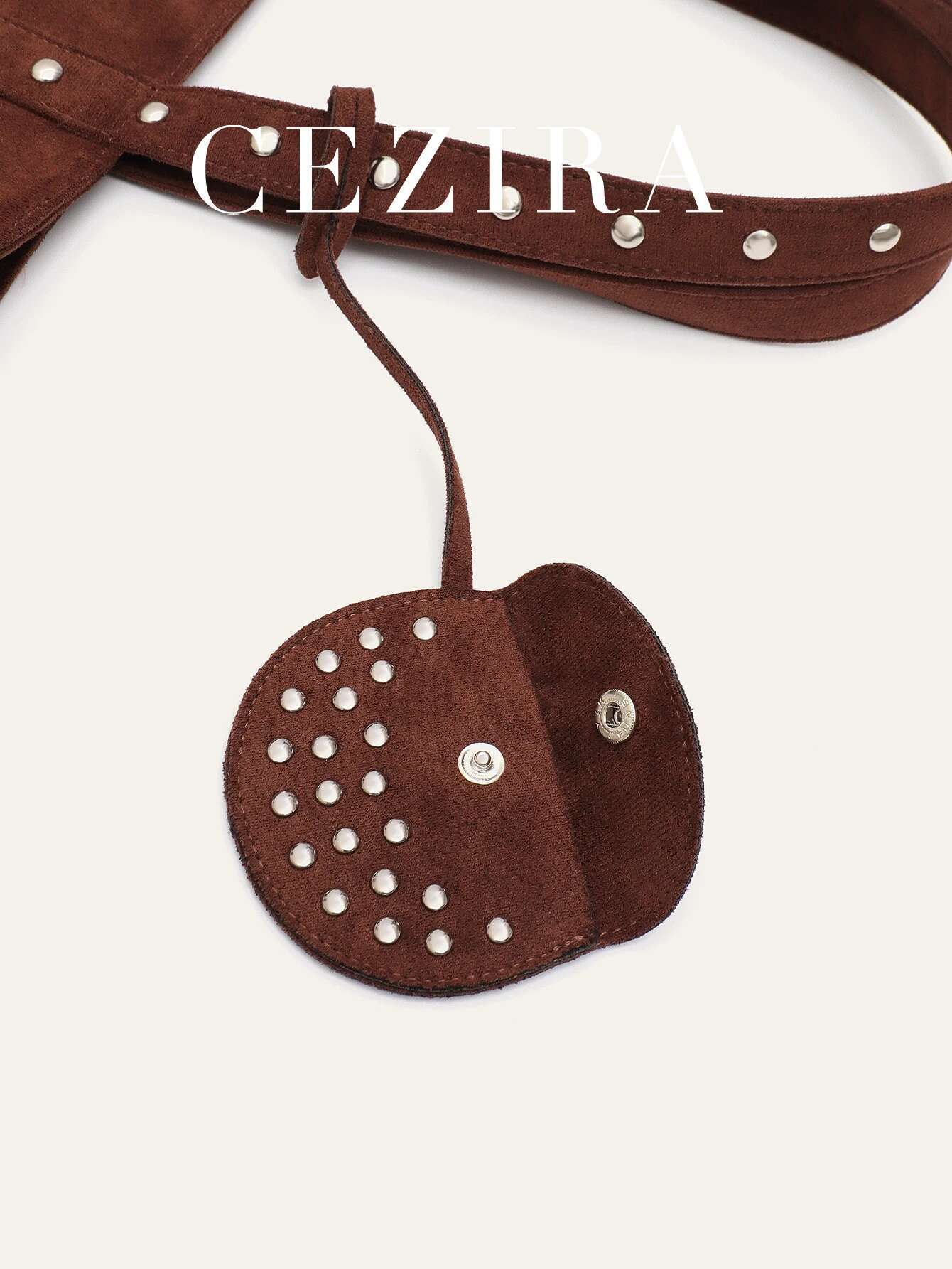 CR Brand Women's Fashion Faux Suede Fabric Tote Rivets Decor Large Shoulder Handbag Hanging With A Small Coin Purse Daily