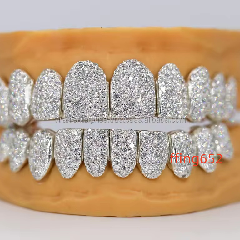 Embreld 10k Solid Gold Teeth Grill Diamond Moissanite Grillz Provence Custom Grillz Party Gift Decoration Trendy Style