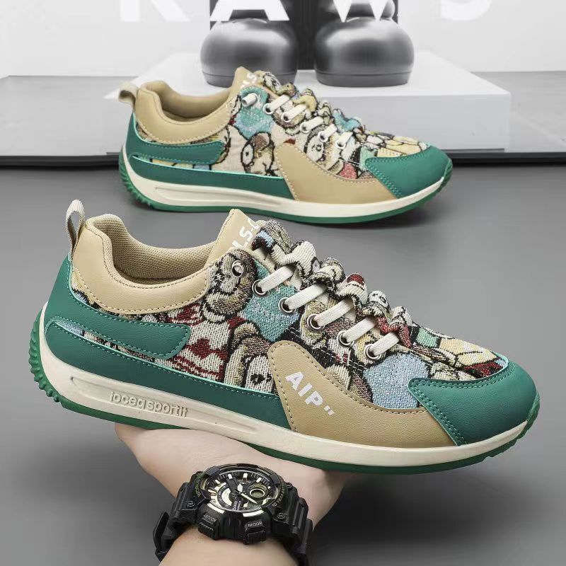 Light Luxury Designer Shoes Canvas Teddy Bear Men's Summer Multifunctional Breathable Sports Shoes Comfortable Soft Sole Fashionable Color Blocke