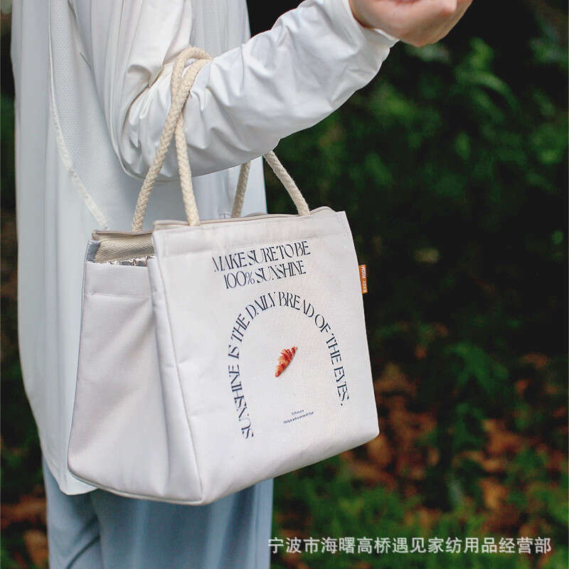 Large portable insulated box office worker, student, picnic canvas lunch bag, camping bag