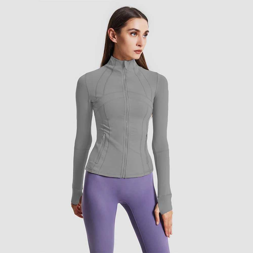 Yoga jacket sports top upright collar zipper long-distance running training fitness slim sleeping new for spring and autumn W250326