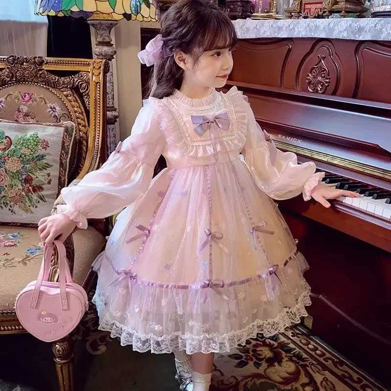 Girls casual dress princess dress bow fluffy sleeves girls clothing girls wedding dress princess dress W250326