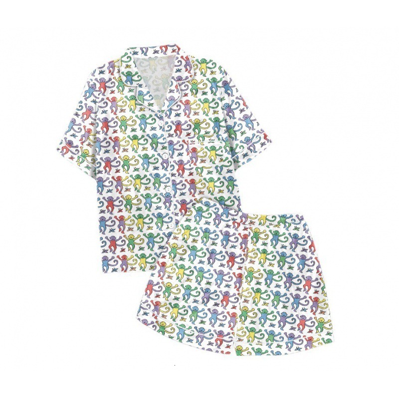 Summer Home Clothes Monkey Digital Printed Parent Child Short Sleeve Pajama Set