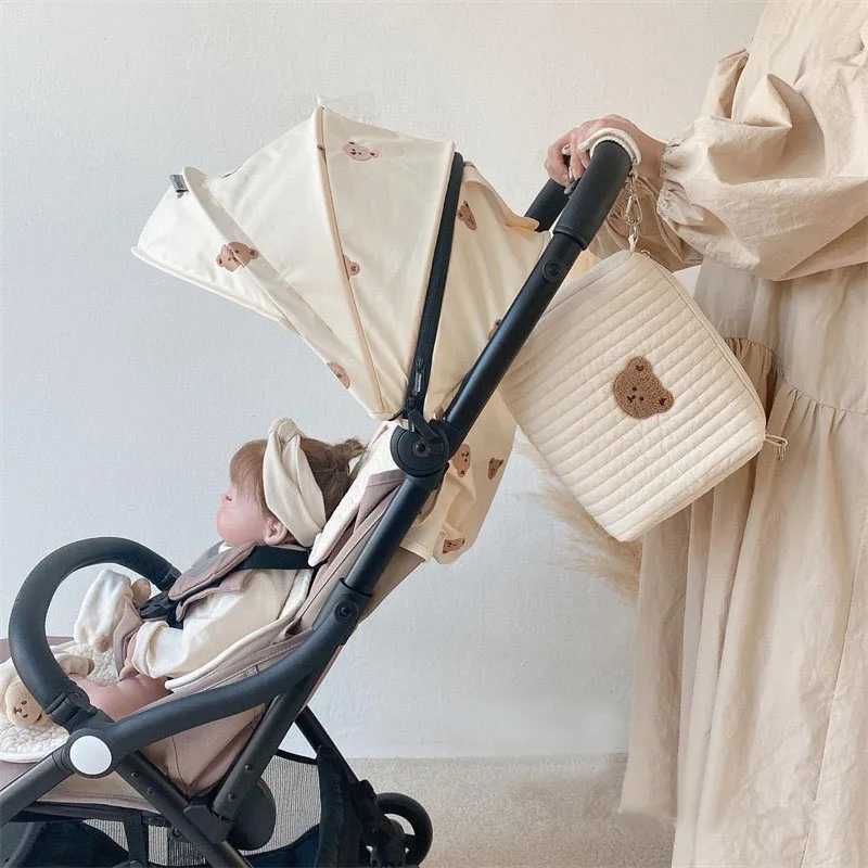 Mummy Bags Cartoon Embroidery Portable Handbag With Zipper Diaper Bag Hanging on the StrollerC250326