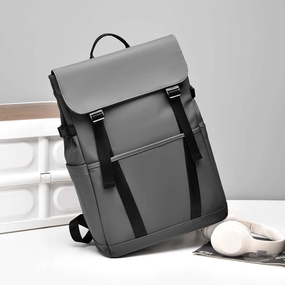 Trendy Men's Waterproof Flap - Over Laptop Backpack With Double Buckles For Campus And Business Trips