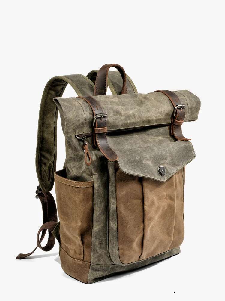 Vintage Backpacks For Men Oil Wax Canvas Leather Travel Backpack Large Waterproof Daypacks Retro Bagpack