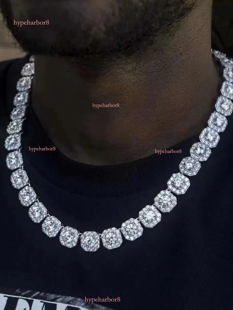 Necklace bracelet Moissanite Dia Custom Vvs Cuban k S Sier 8mm 12mm Large Tennis Chain Solid Back Hiphop