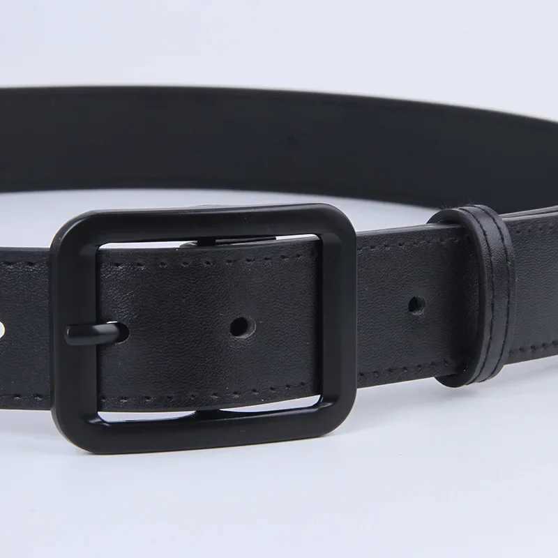 Mens casual simple black thin waistband mens retro needle buckle jeans strap W250326
