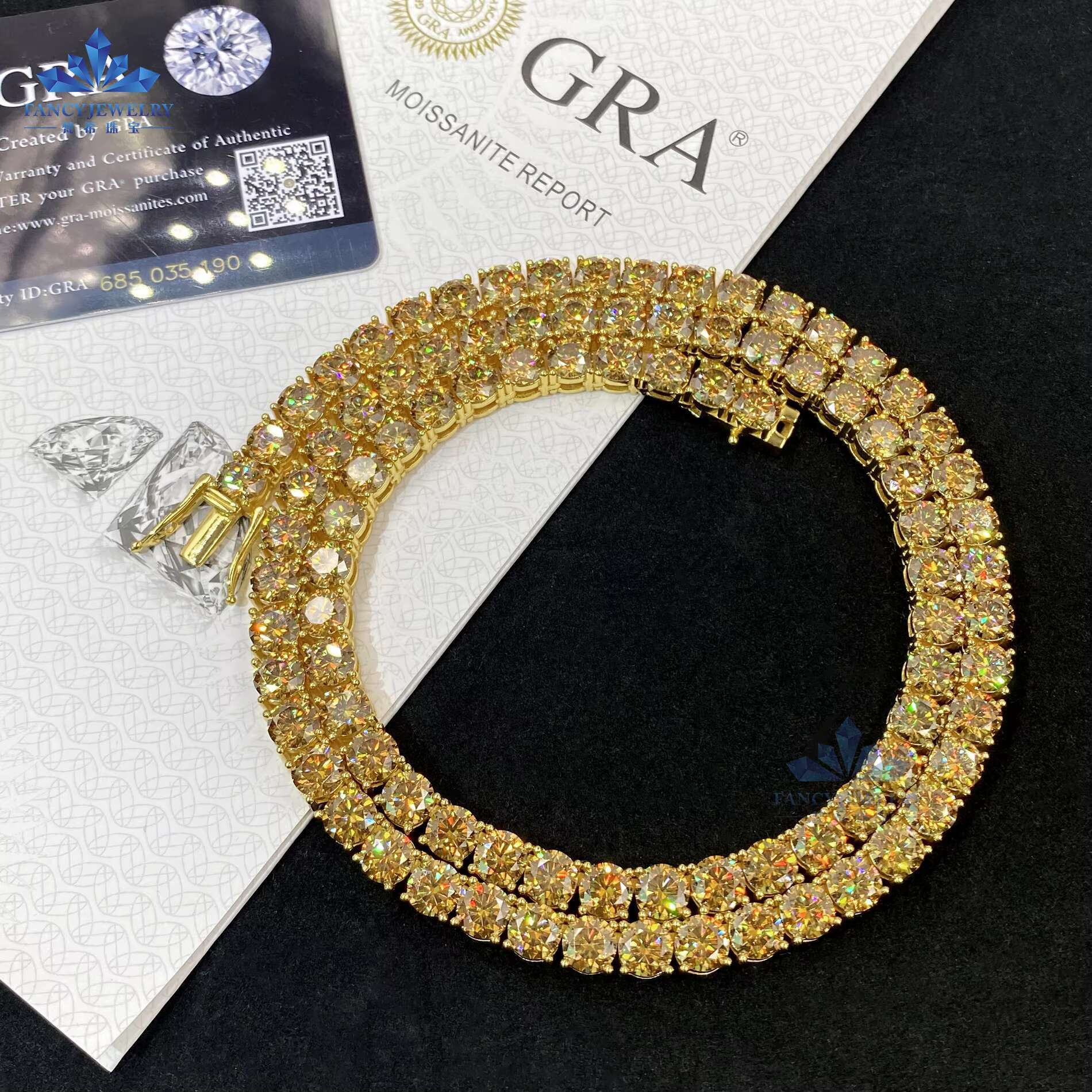 Cheapest Price 1CT 6.5mm Iced Out Moissanite Necklace Not Change Color Garnet Pink Yellow Blue Green Black Moissanite Link Chain
