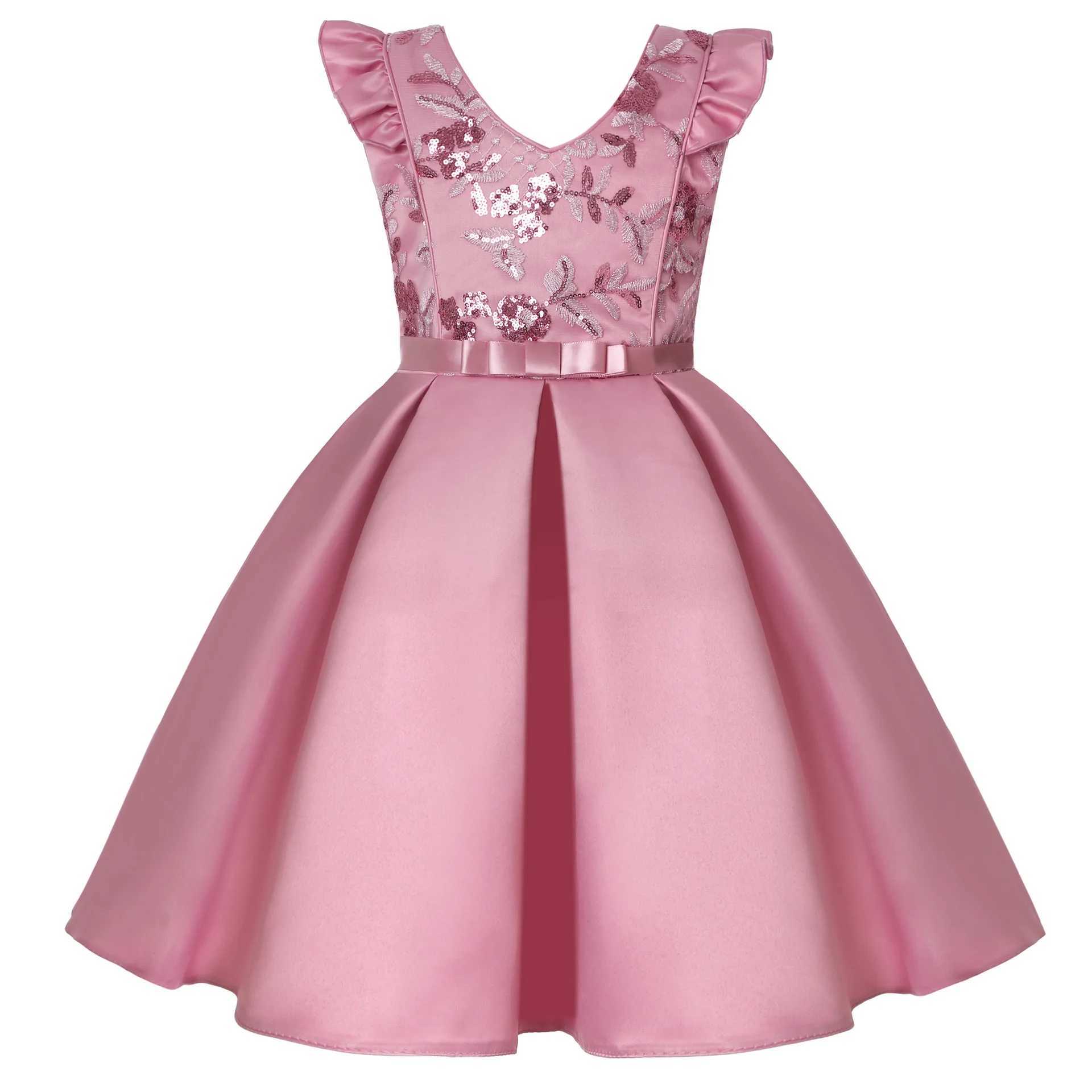Childrens girl striped dress Christmas flower girl Par princess dress Childrens clothing 2 6 8 10 year old girl dress W250326