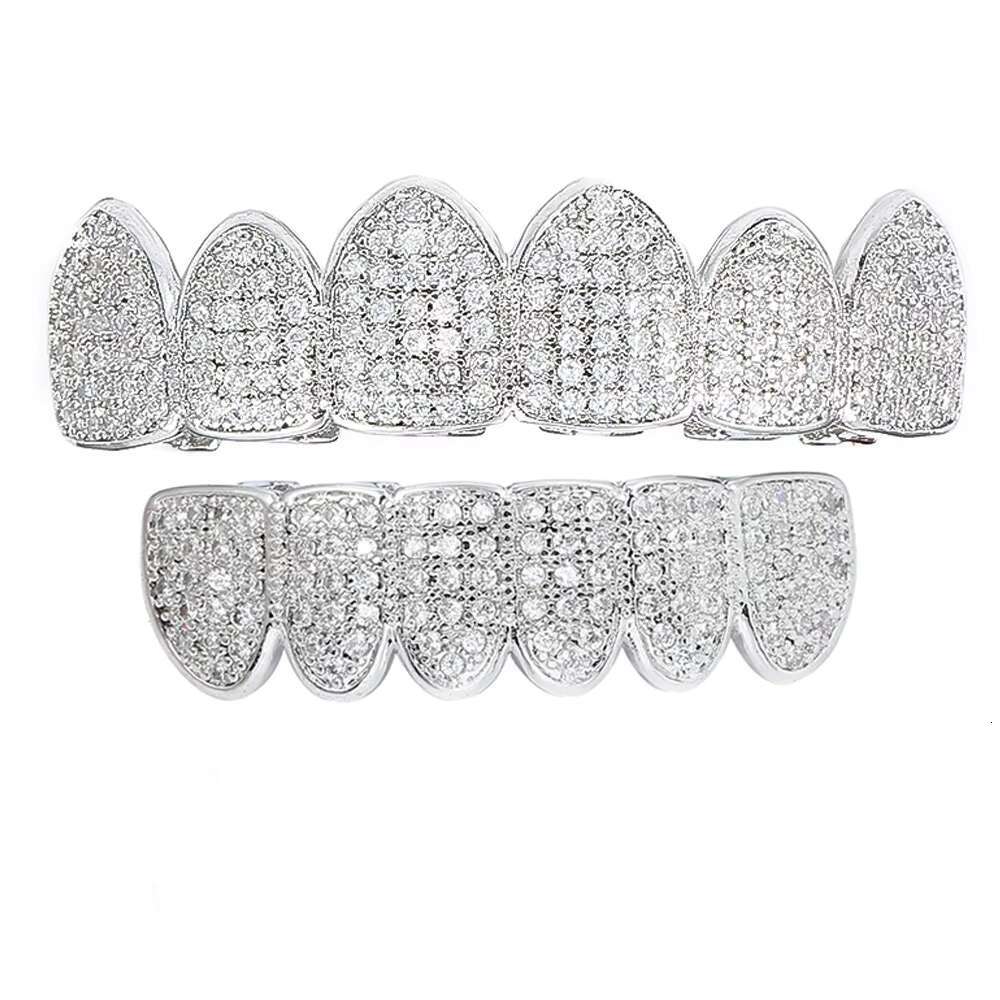 Custom VVS Moissanite Lab Natural Moissanite Hip Hop Teeth 925 Silver Grillz Diamond Teeth