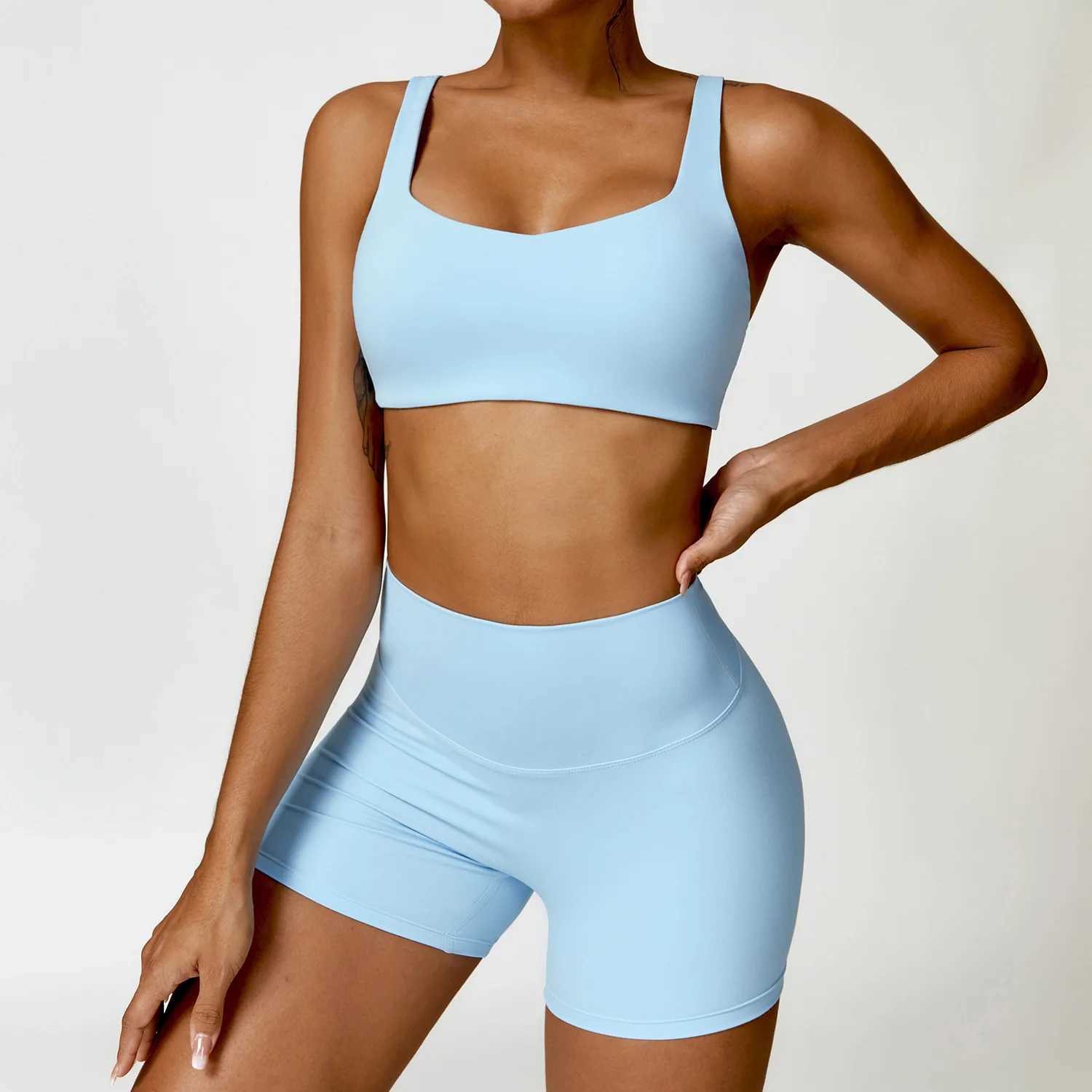 2PCS yoga set womens gym long sleeved sportswear fitness bra crop top sportswear womens sportswear W250326